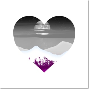 Asexual mountainscape subtle heart Posters and Art